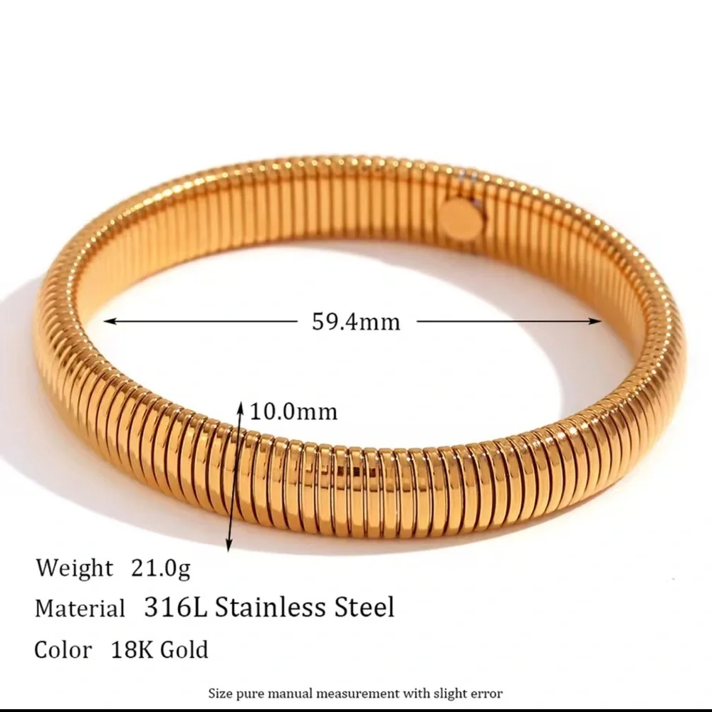 Anthropologie Gold Tarnish Free Waterproof 10mm Elastic Bangle Bracelet